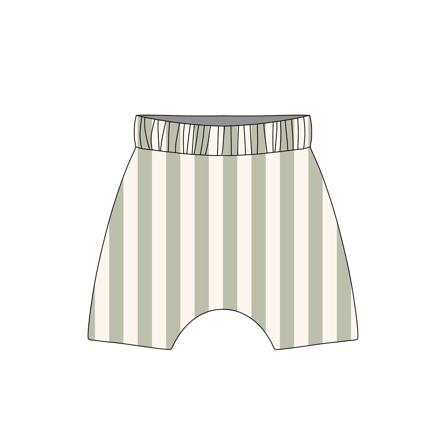 Sage Stripes Child & Baby Shorts - Rolled or Hemmed