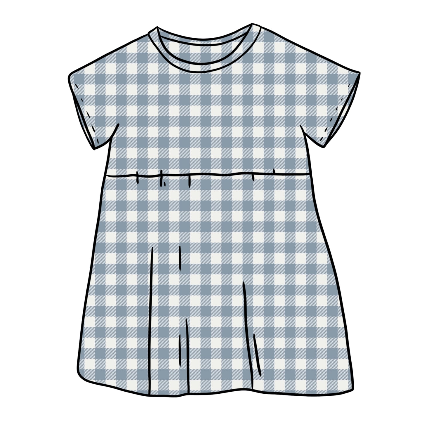 Denim Gingham Short Sleeve Dress
