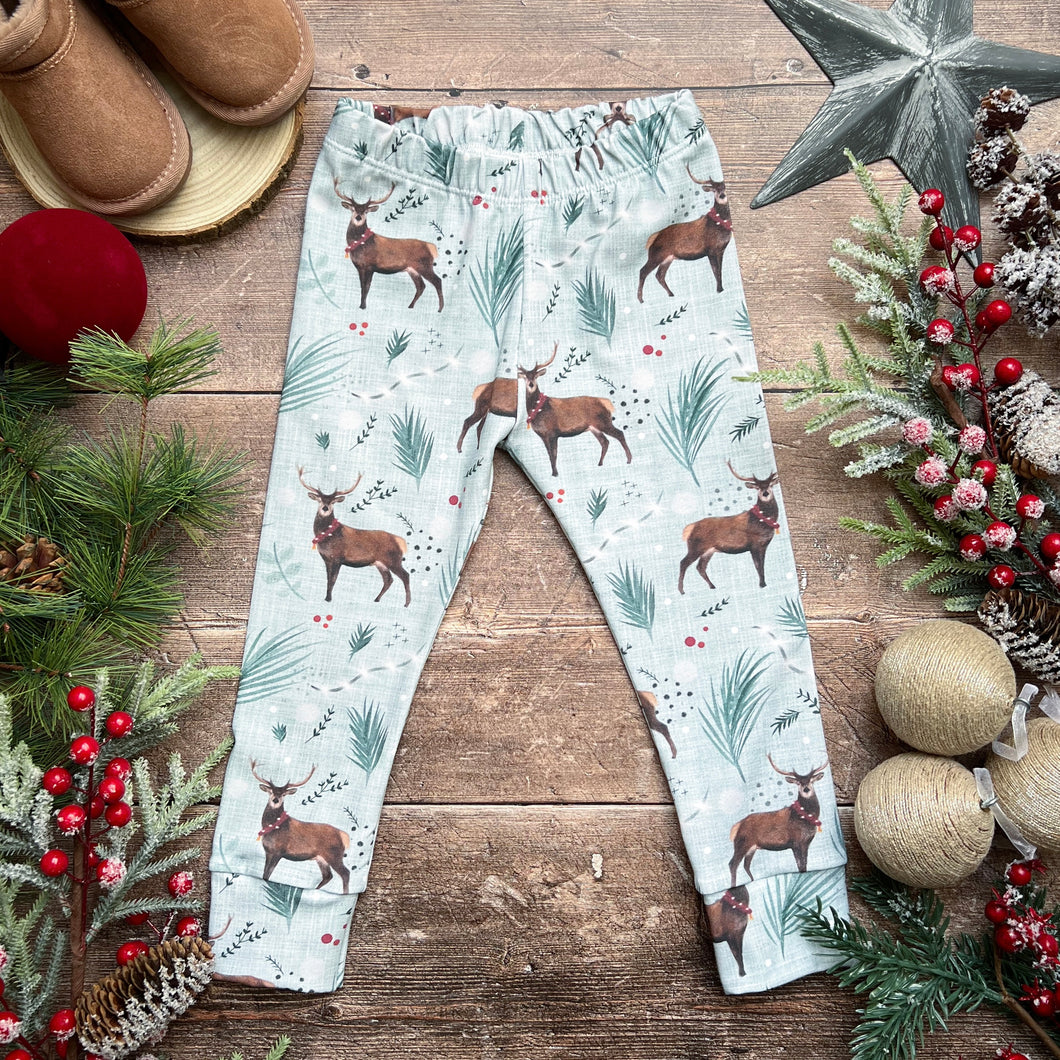 Blue Festive Stag Leggings 12-18m