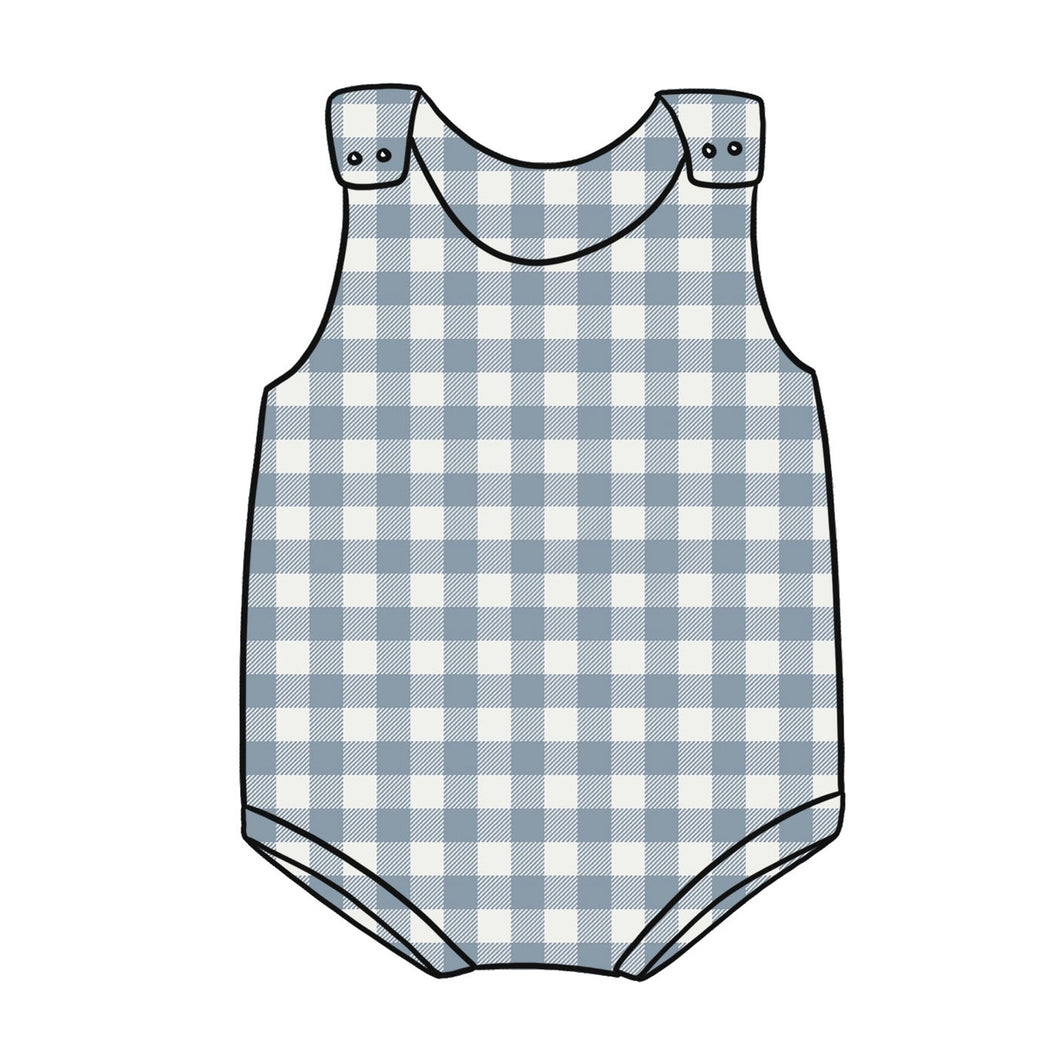 Denim Gingham Bloomer Romper