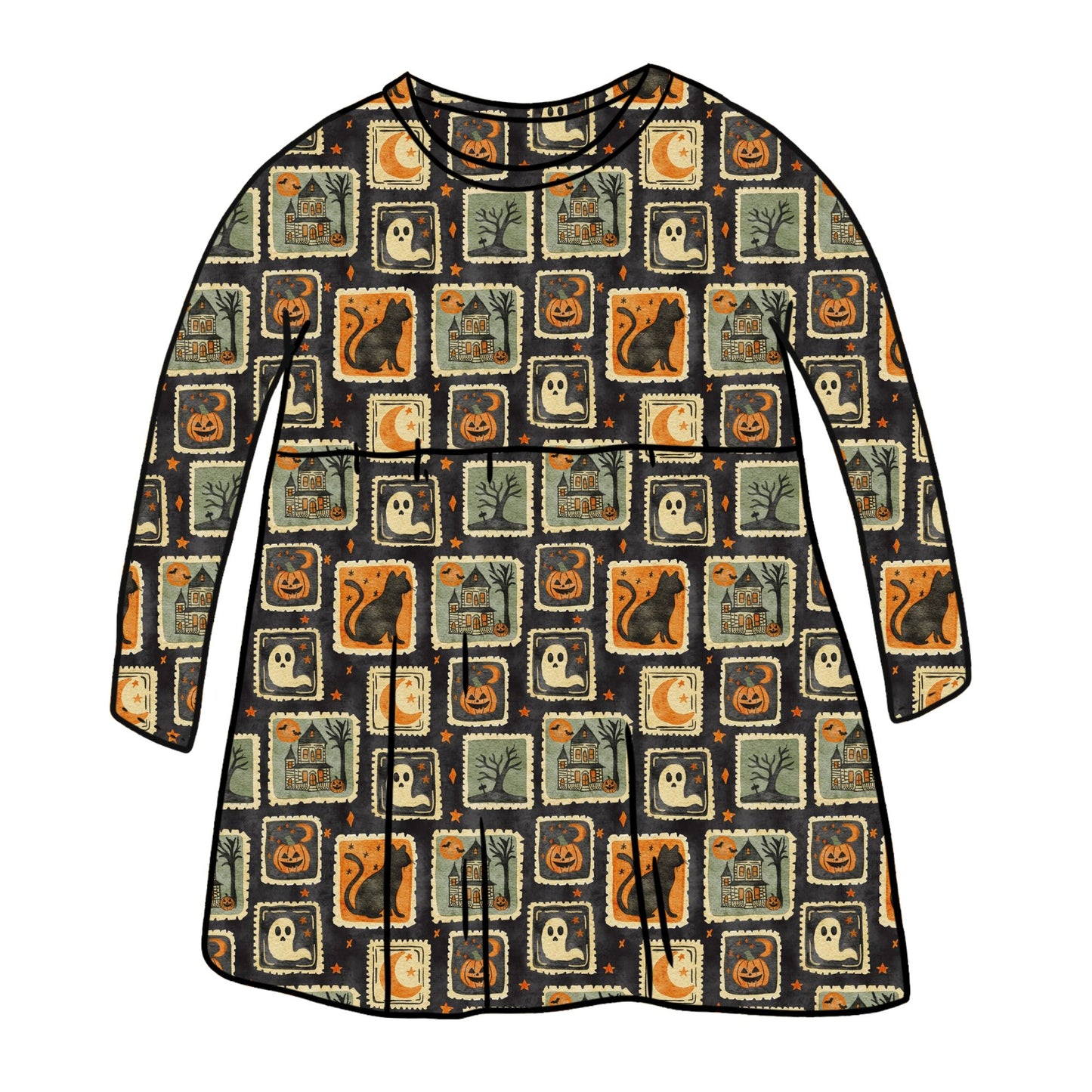 Halloween Stamps Child & Baby Sleeved Dress - 3 options