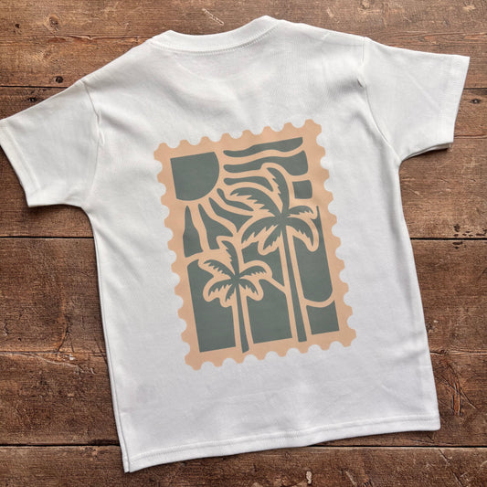 Palm Trees Stamp T-Shirt (Blue)