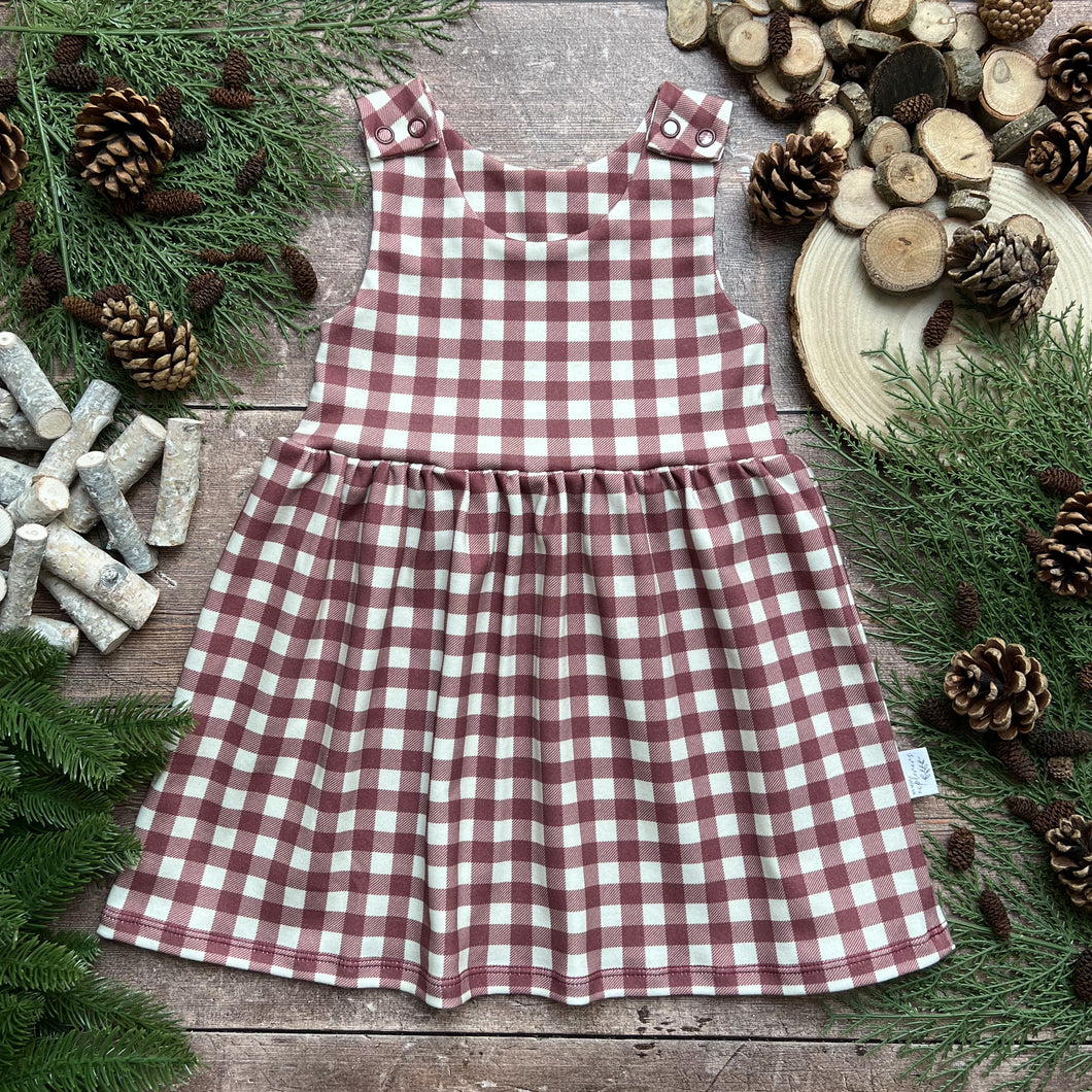 Berry Gingham Pinafore Dress