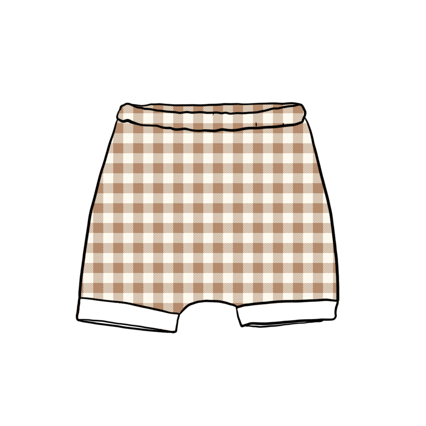 Mocha Gingham Child & Baby Shorts - Rolled or Hemmed