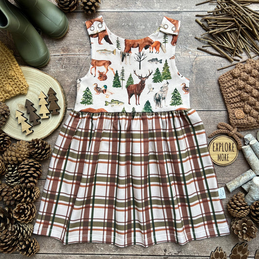 Wild Wood Animals Pinafore Dress