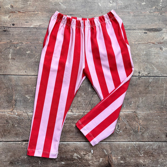 Pink & Red Stripes Toddler & Child Pocket Trousers 1-2 years