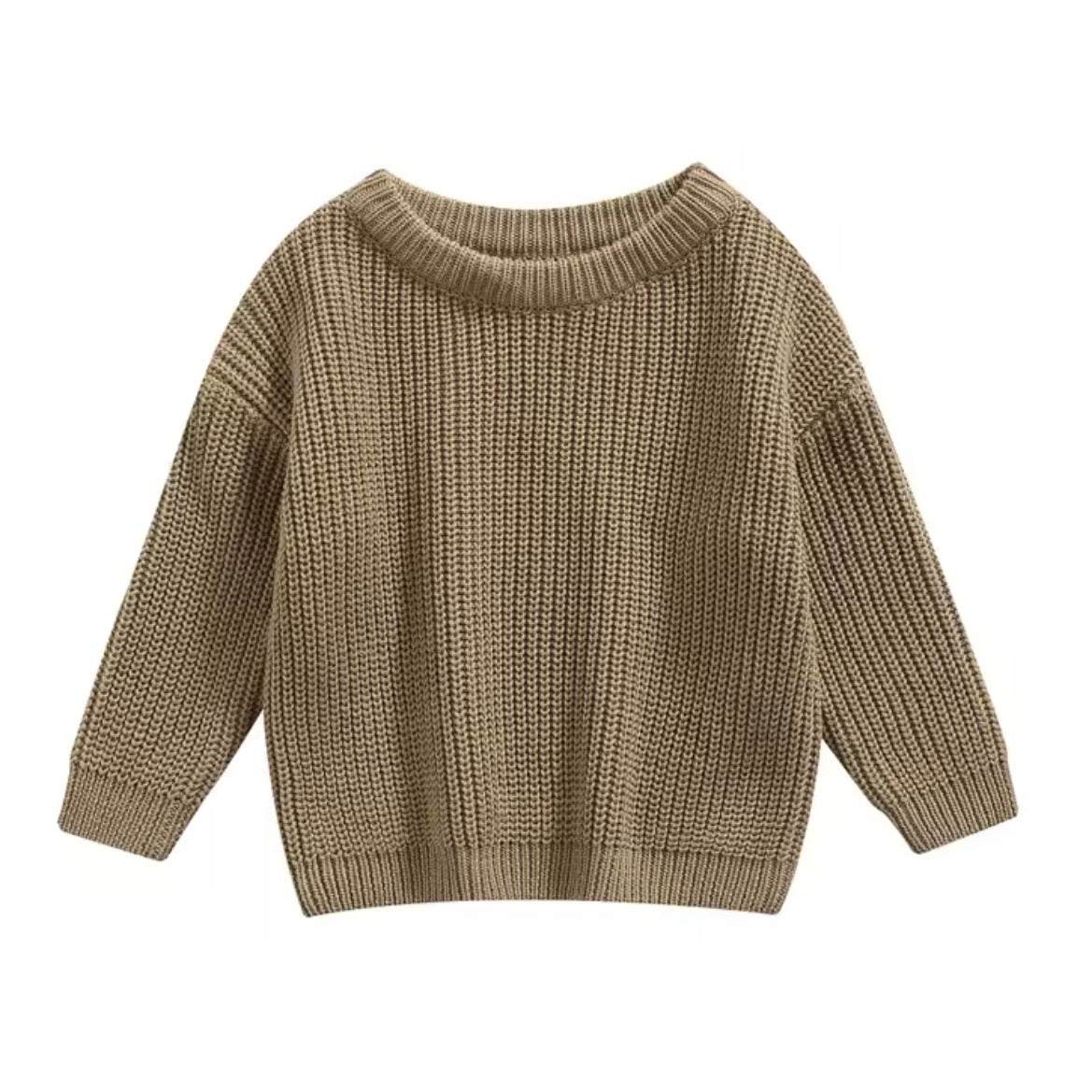 Chunky Knit Oversized Sweater - Khaki 0-3m
