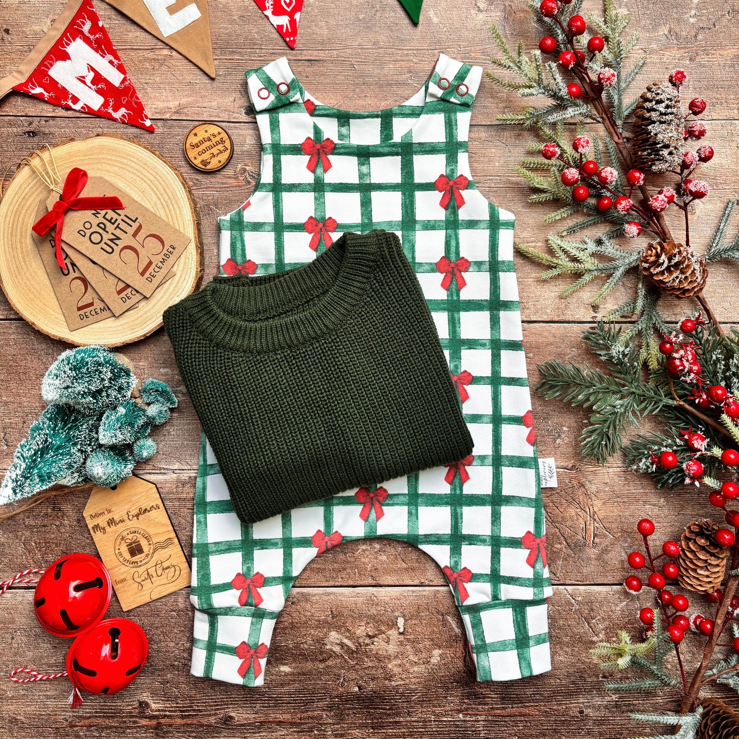 Christmas Gingham Child & Baby Romper