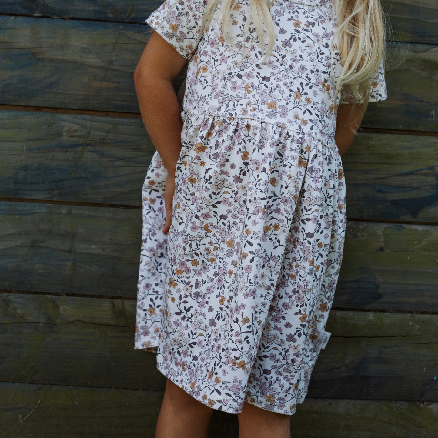 Lilac & Caramel Ditsy Floral Child & Baby Sleeved Dress - 3 options