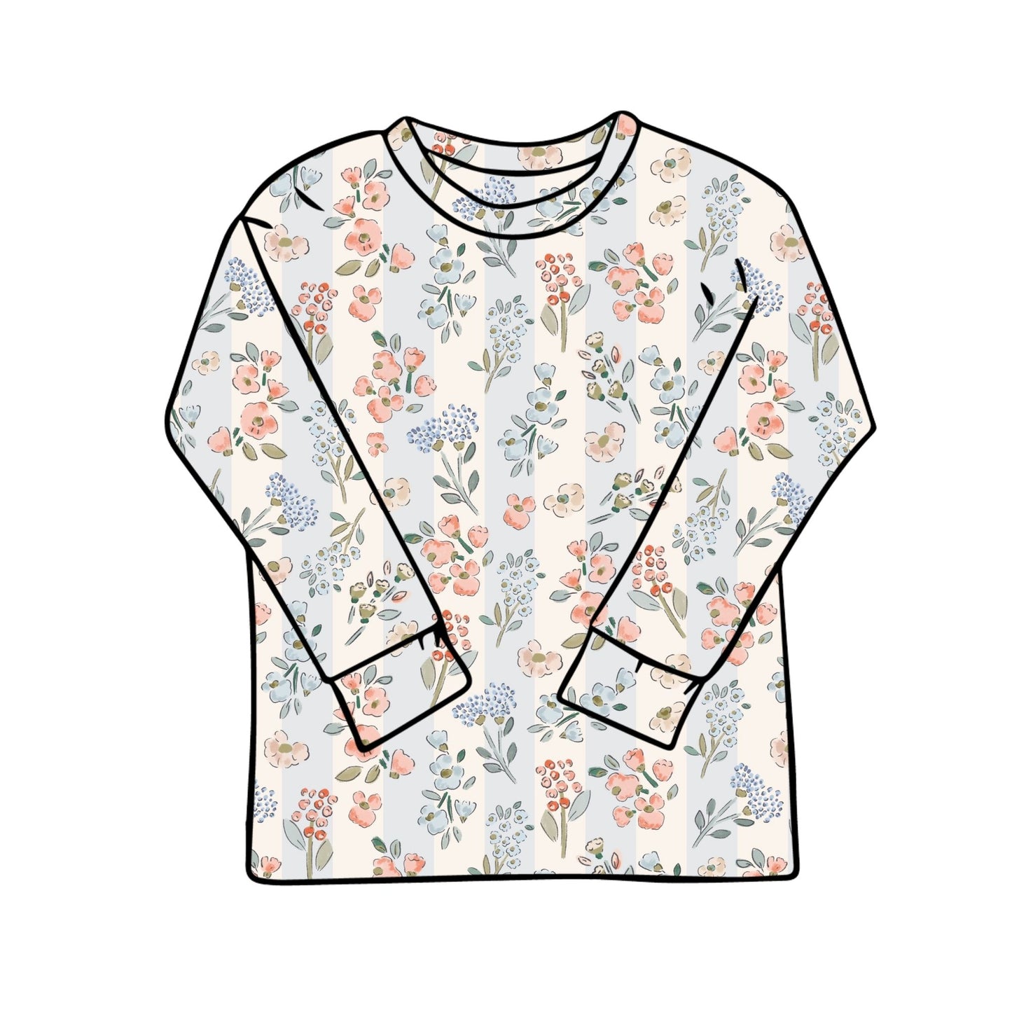 Floral Stripes Child & Baby T-Shirt - Short or Long Sleeve
