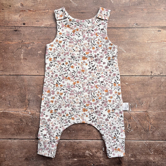 Lilac & Caramel Ditsy Floral Child & Baby Full Length Romper