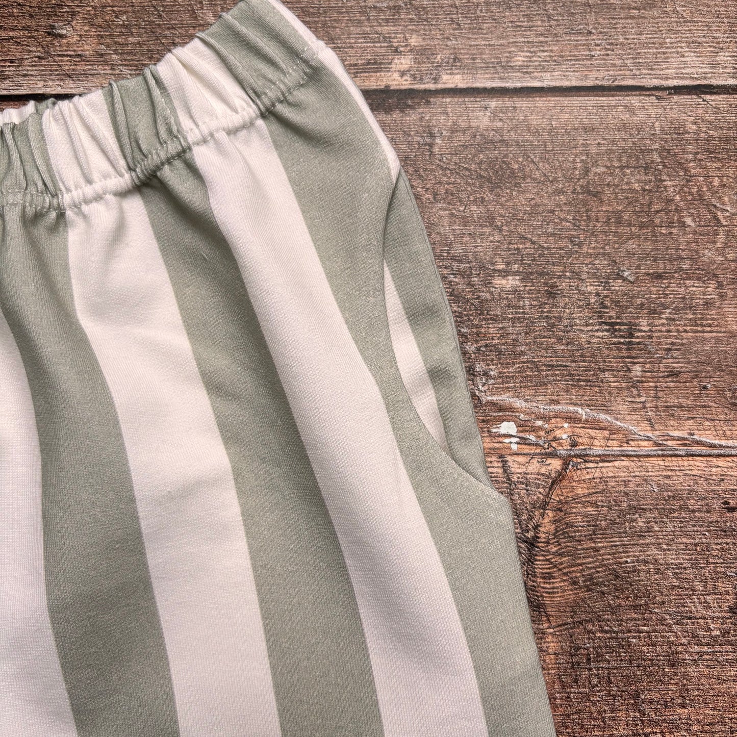 Sage Stripes Toddler & Child Pocket Trousers