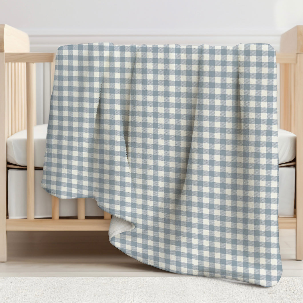 Denim Gingham Sherpa Blanket