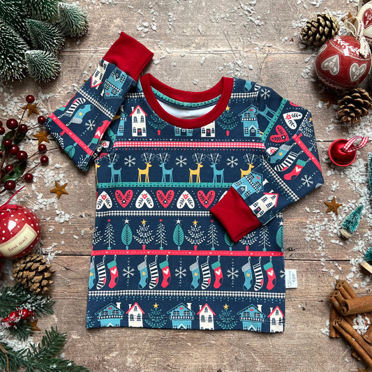 Vintage Nordic Christmas Long Sleeve T-Shirt 12-18m