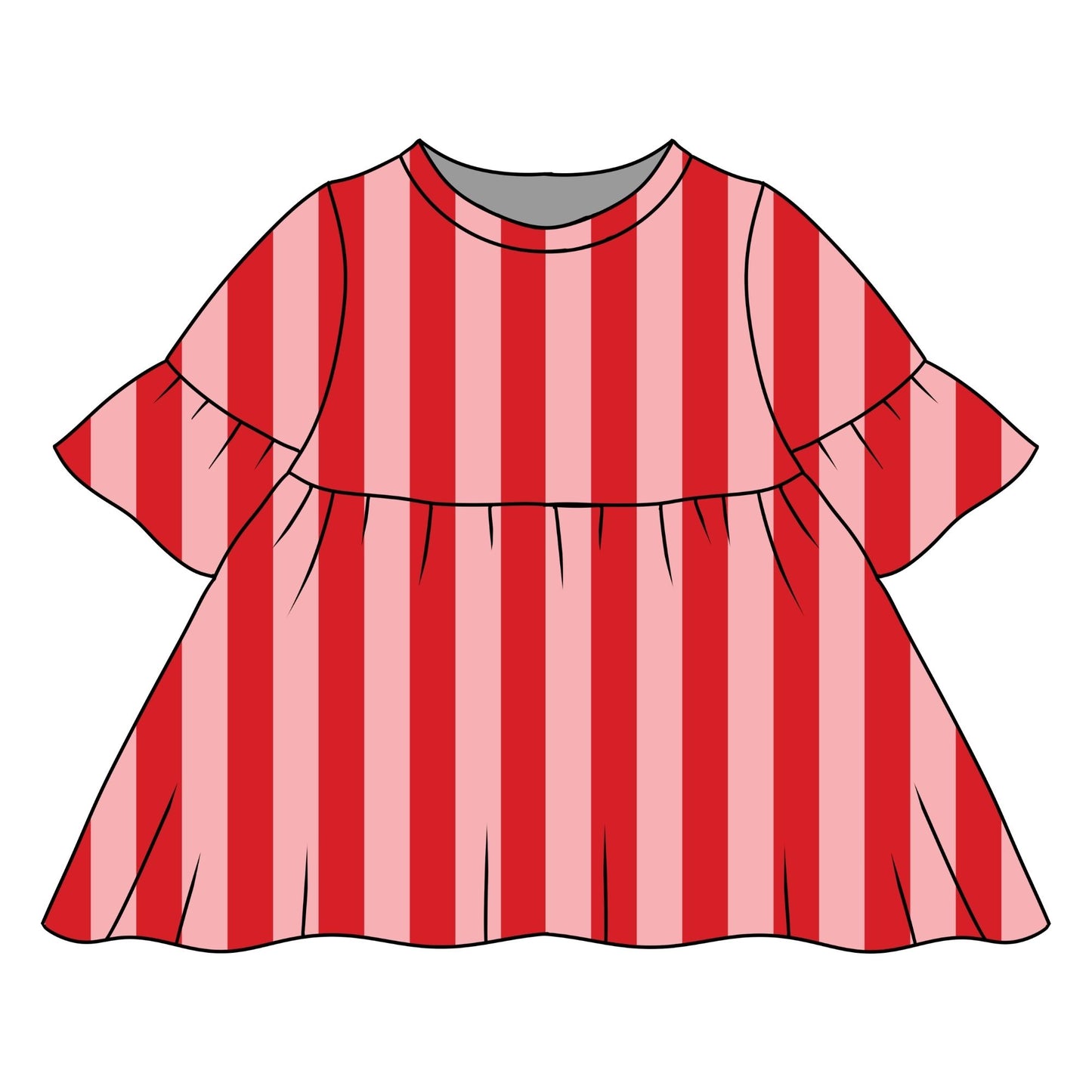 Pink & Red Stripes Child & Baby Sleeved Dress - 3 options