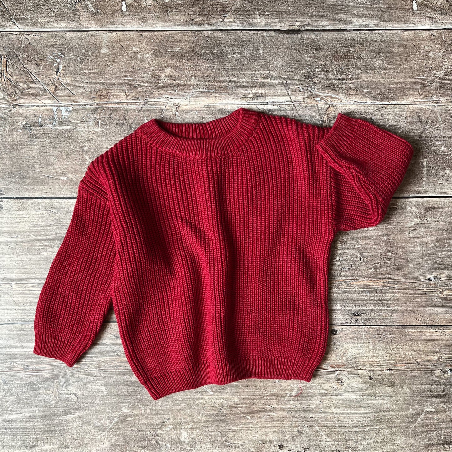 Chunky Knit Oversized Sweater - Wine 3-12m