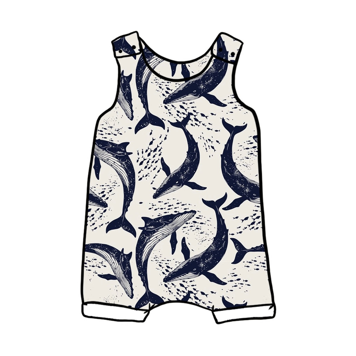 Whale Pod Short Romper
