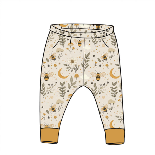 Bees & Moons Leggings 2-3 years (Gold cuff)
