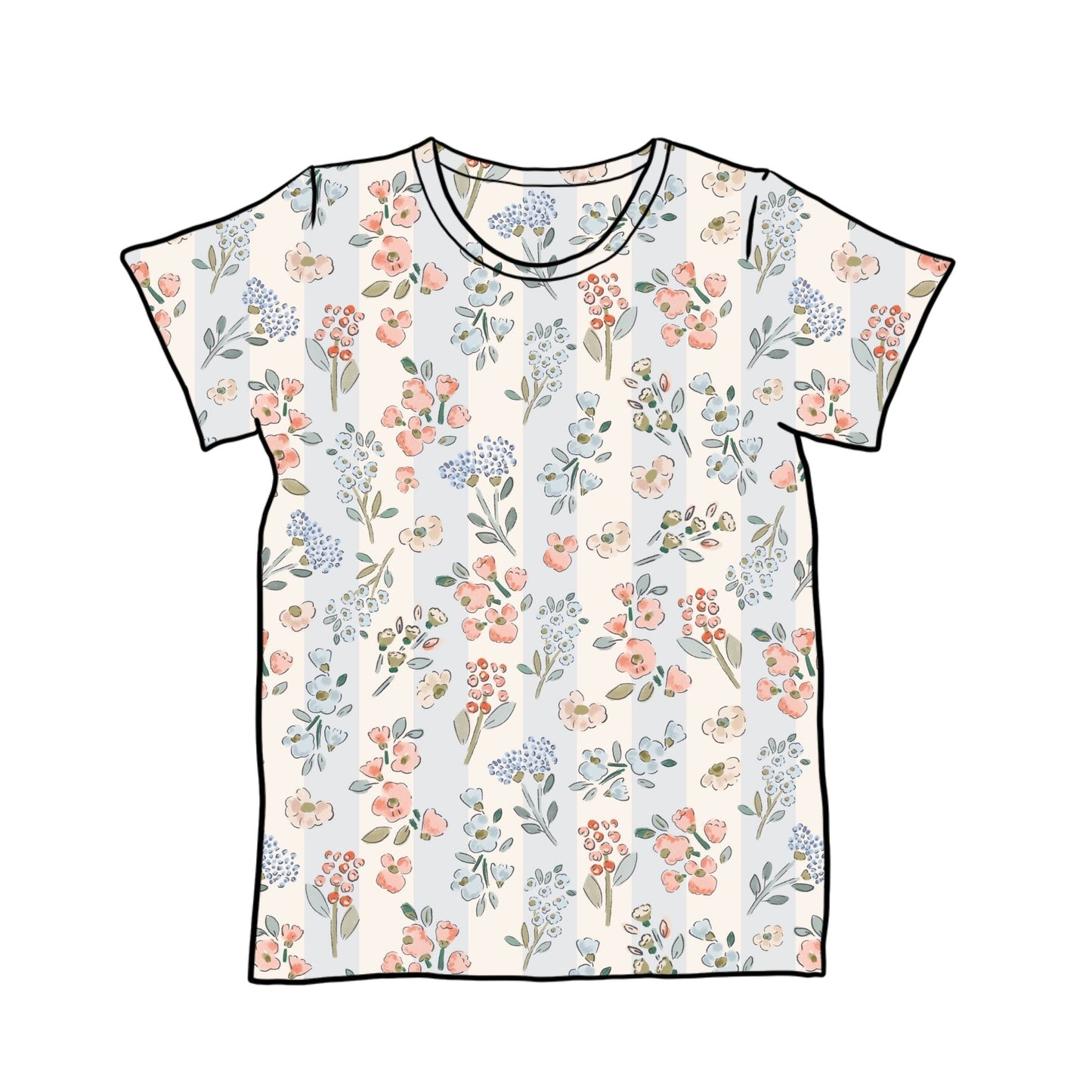 Floral Stripes Child & Baby T-Shirt - Short or Long Sleeve