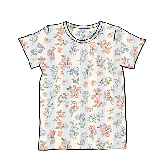 Floral Stripes Child & Baby T-Shirt - Short or Long Sleeve