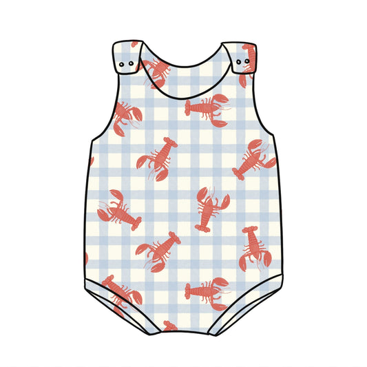 Gingham Lobster Child & Baby Bloomer Romper