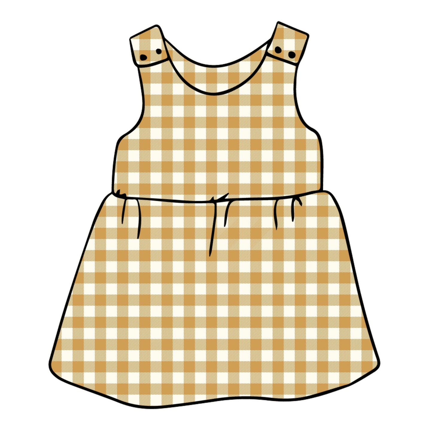 Ochre Gingham Pinafore Dress