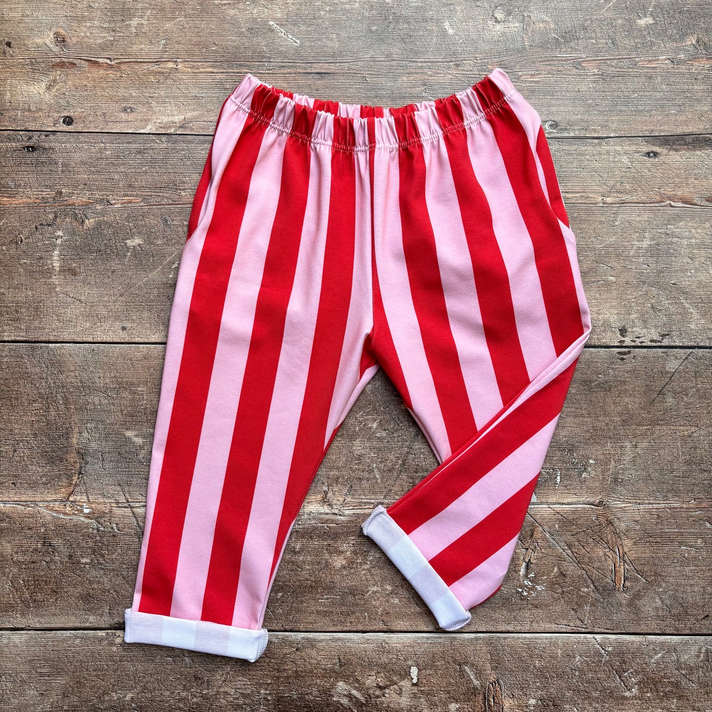Pink & Red Stripes Toddler & Child Pocket Trousers 1-2 years