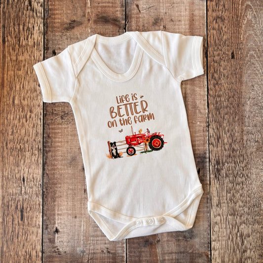 Life is better on the farm SS bodysuit 3-6m
