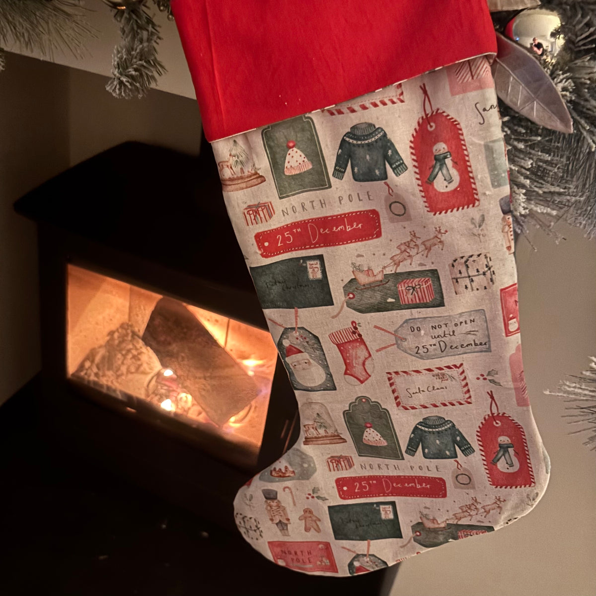 North Pole Greetings Stocking - personalisation available
