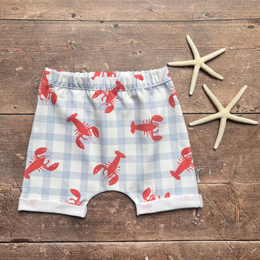 Gingham Lobster Child & Baby Shorts - Rolled or Hemmed