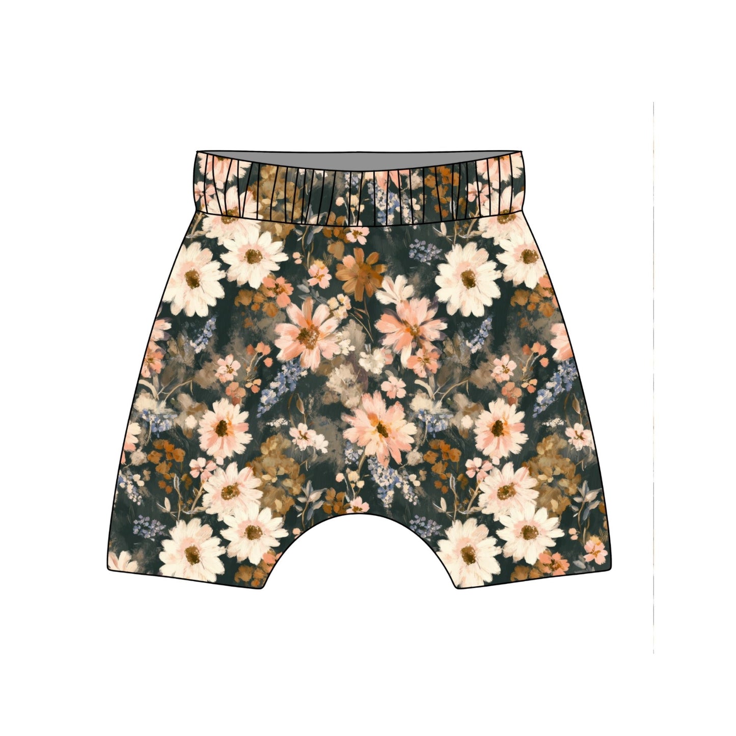 Fall Floral Child & Baby Shorts - Rolled or Hemmed