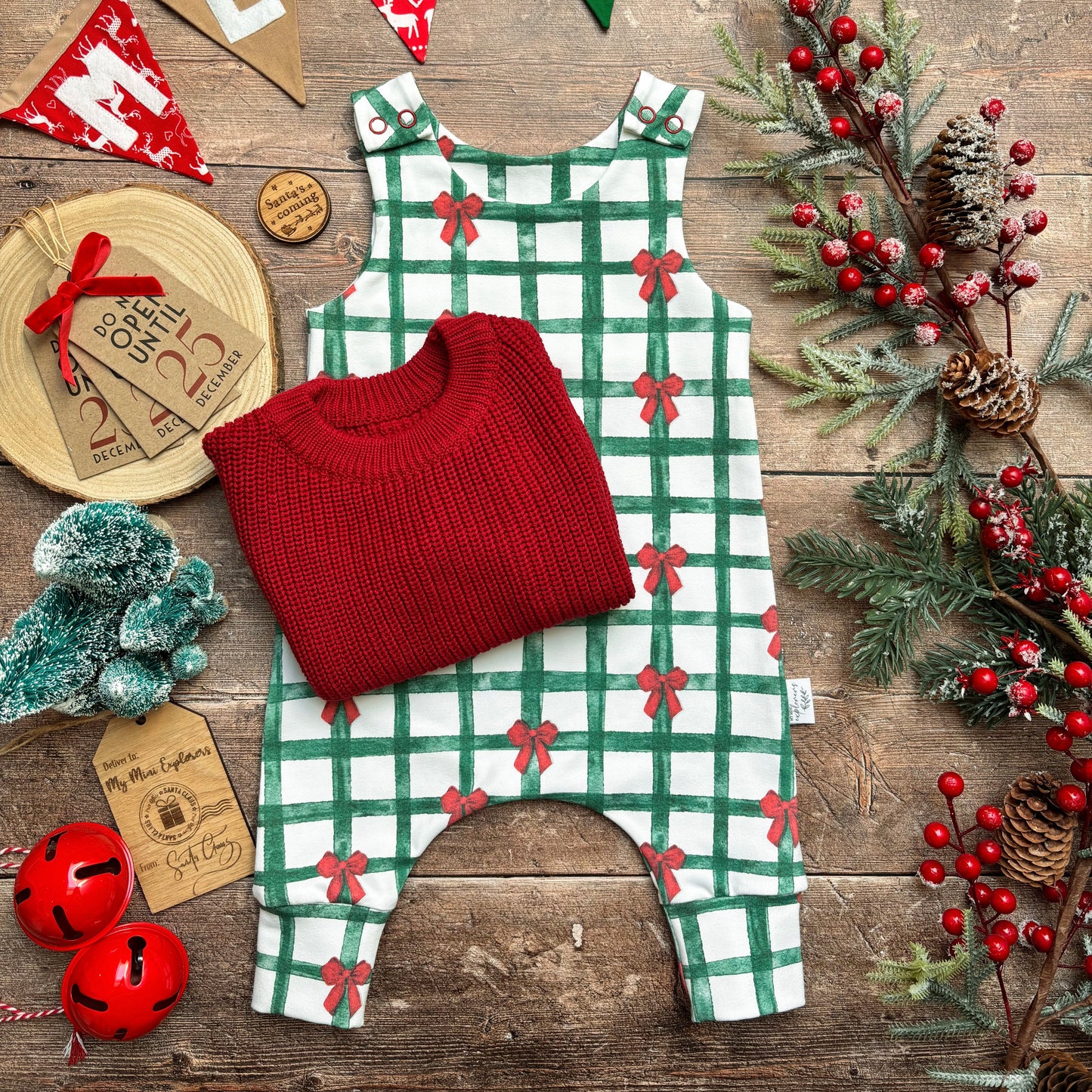 Christmas Gingham Child & Baby Romper