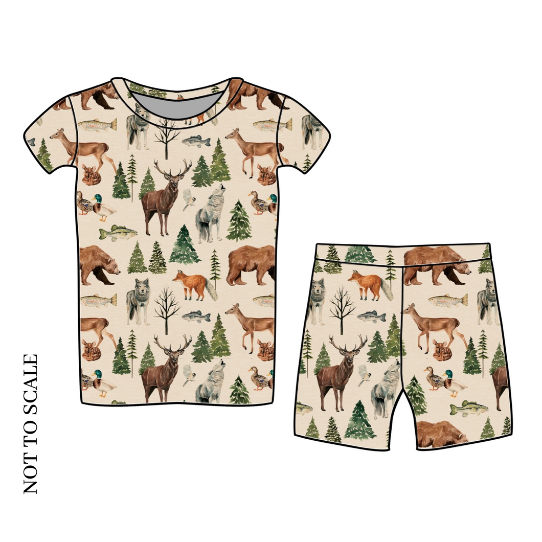 Wild Wood Animals Shorts Lounge Set