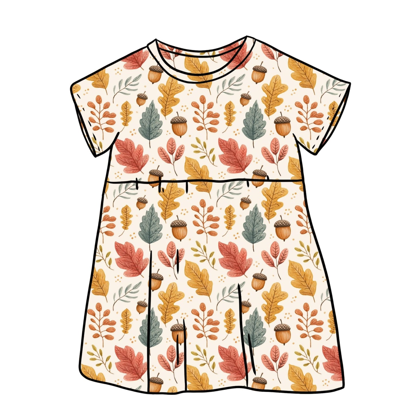 Acorns and Leaves Child & Baby Sleeved Dress - 3 options
