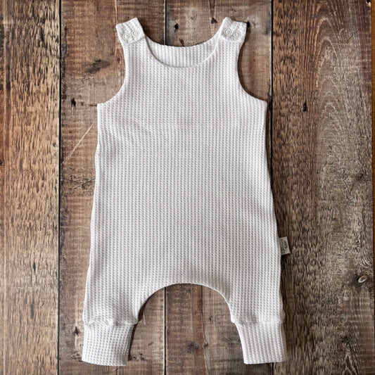 White Waffle Romper 3-6m