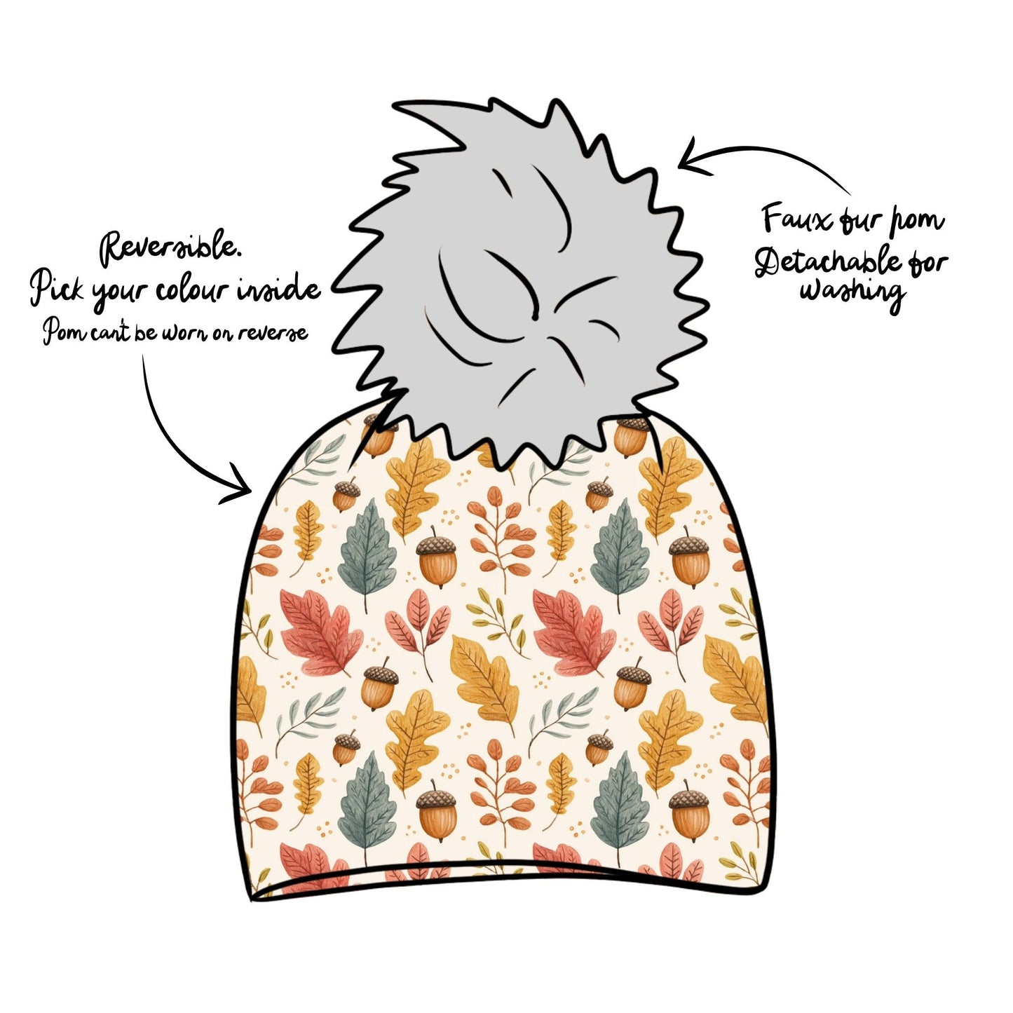 Acorns and Leaves Toddler & Child Bobble Hat