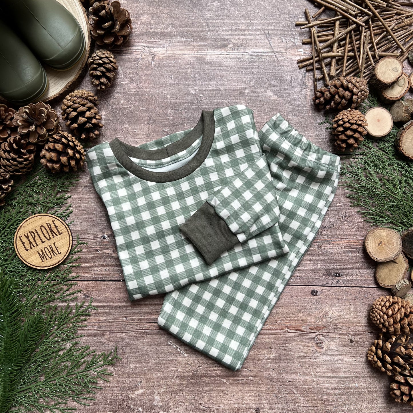 Forest Gingham Child & Baby T-Shirt - Short or Long Sleeve