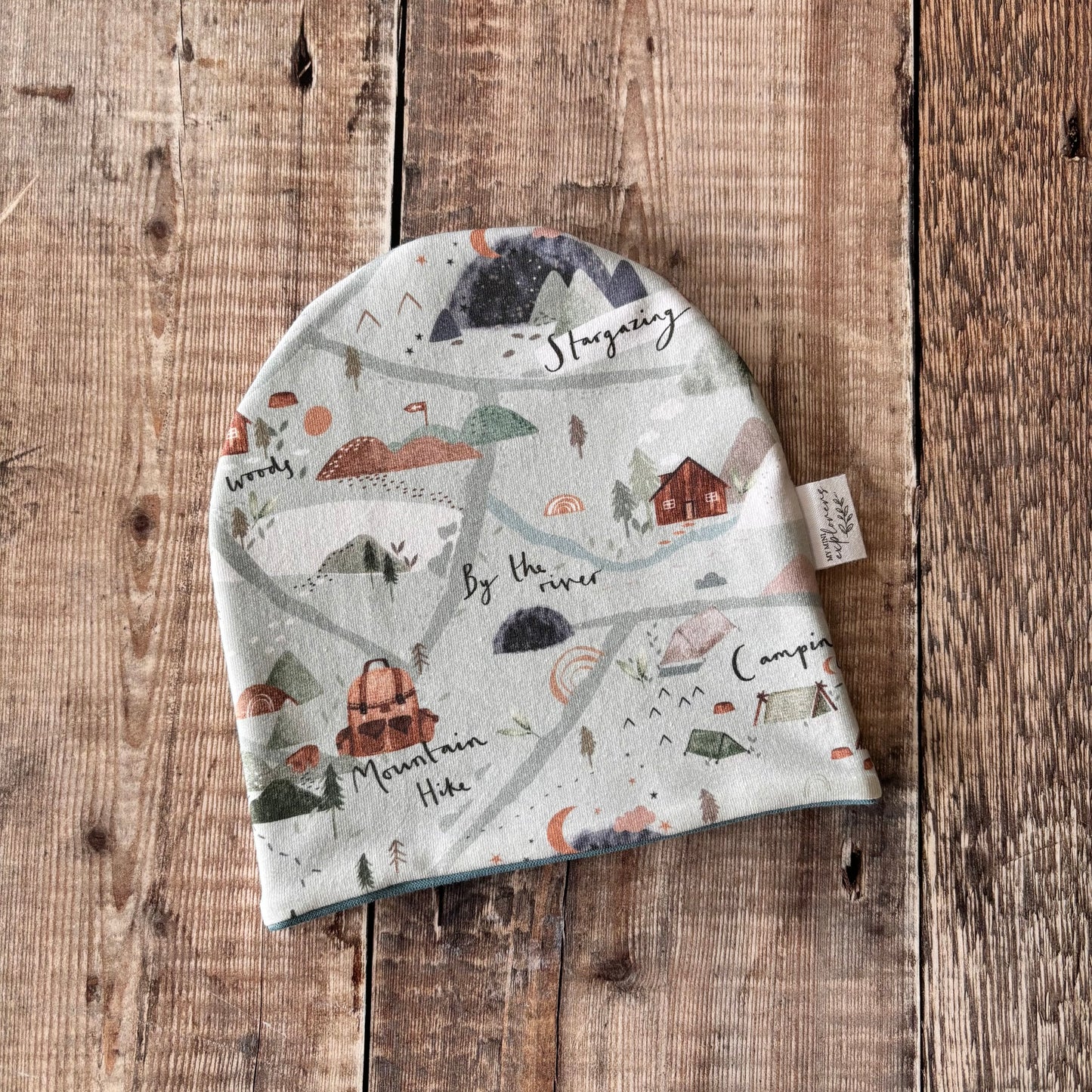 Explorer Bobble Hat 0-6m (sea blue inside) NO POM POM