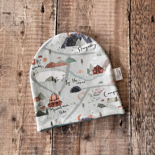 Explorer Bobble Hat 0-6m (sea blue inside) NO POM POM