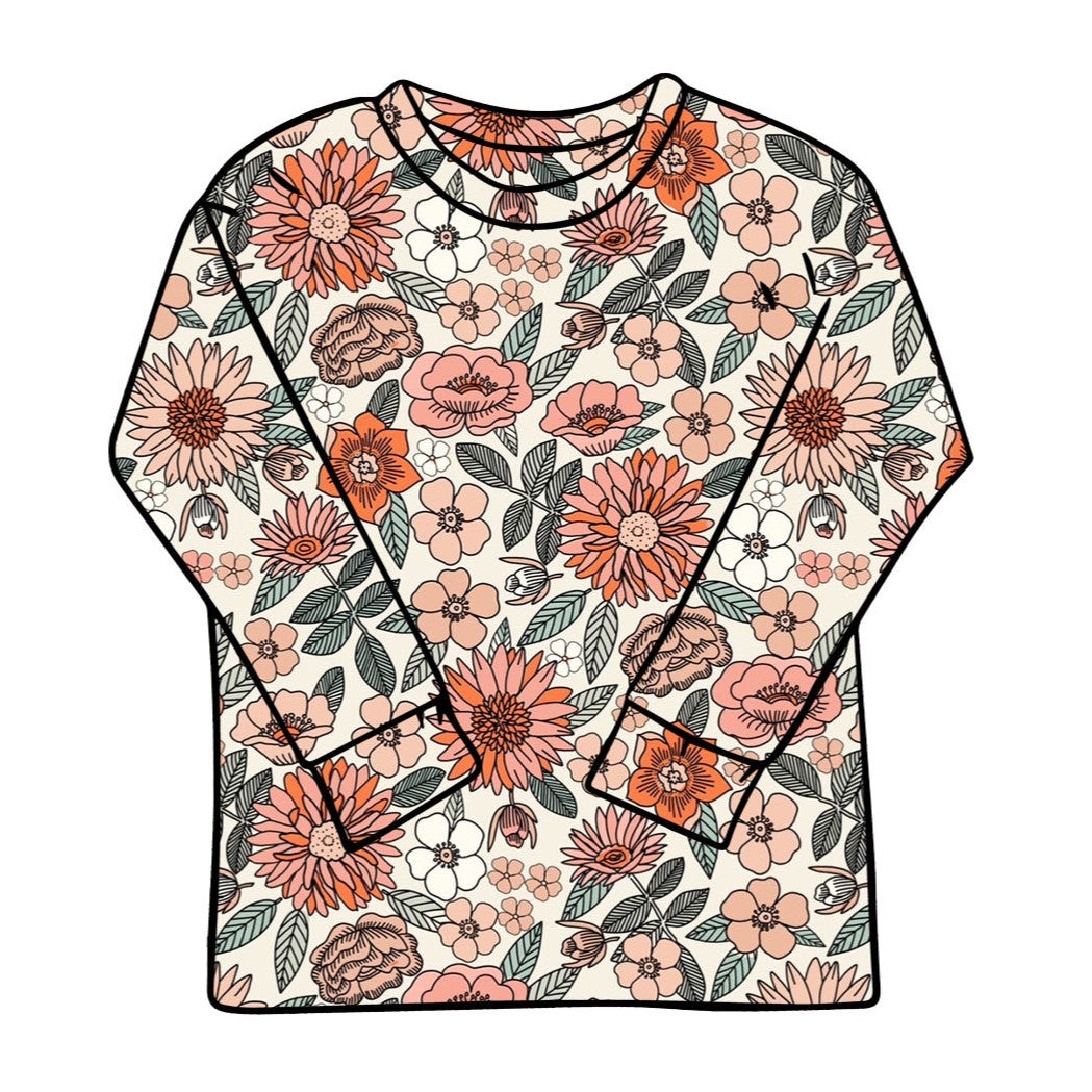 Retro Floral Long Sleeve T-Shirt