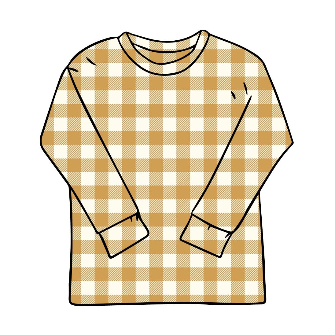 Ochre Gingham Long Sleeve T-Shirt