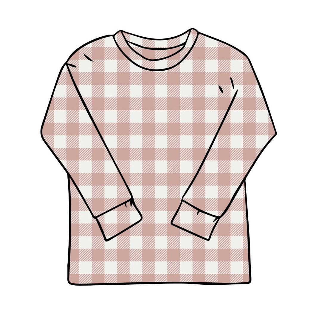 Rose Gingham Long Sleeve T-Shirt