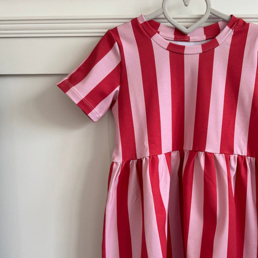 Pink & Red Stripes Child & Baby Sleeved Dress - 3 options