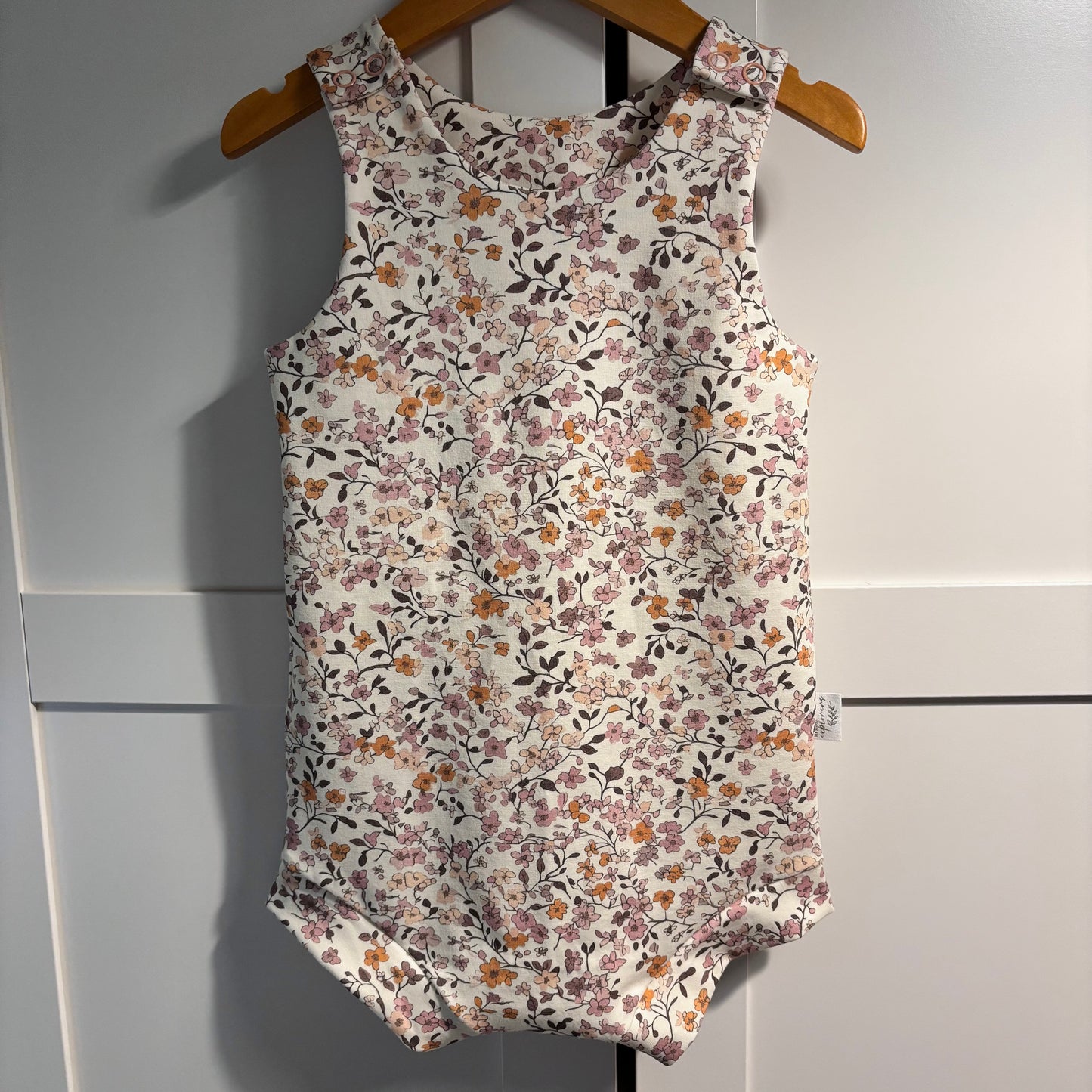 Lilac & Caramel Ditsy Floral Child & Baby Bloomer Romper