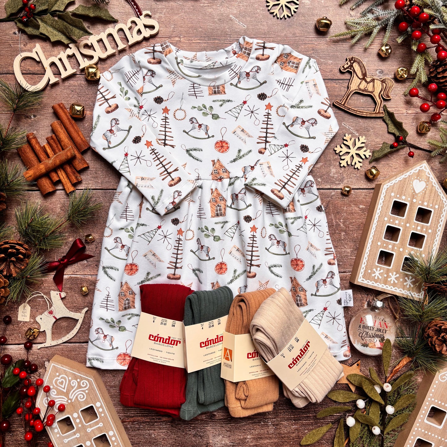 Scandi Christmas Child & Baby Long Sleeve Dress