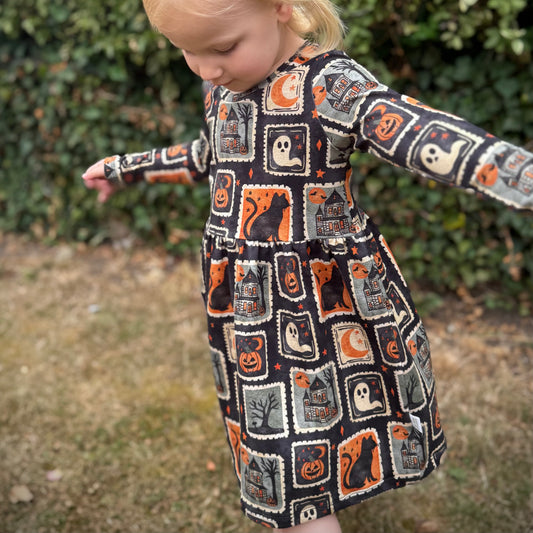 Halloween Stamps Child & Baby Sleeved Dress - 3 options