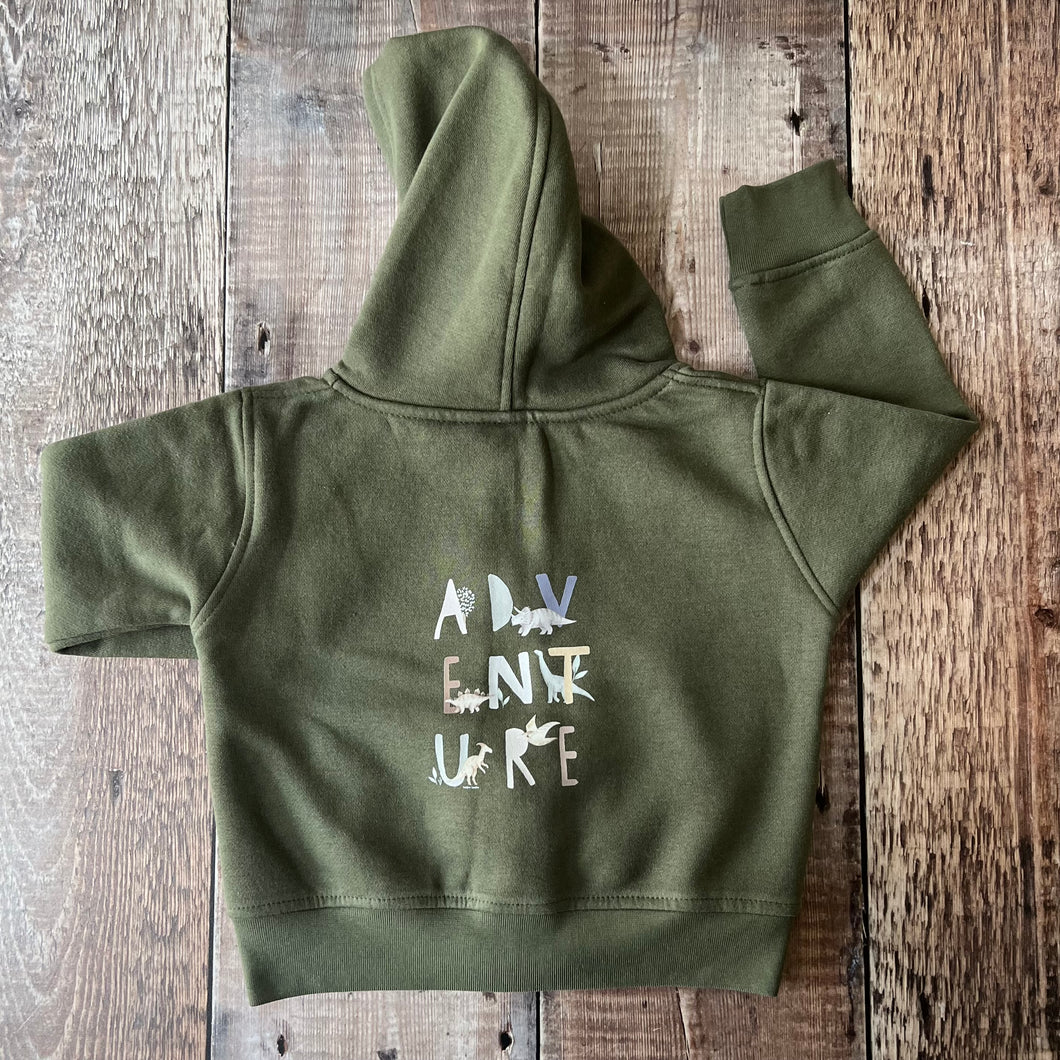 Dino Rawr Adventure hoodie zip-up 6-12m (khaki)