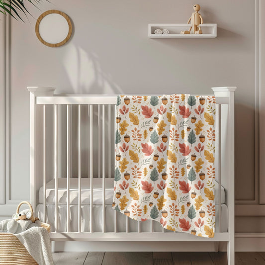 Acorns and Leaves Toddler & Child Sherpa Blanket