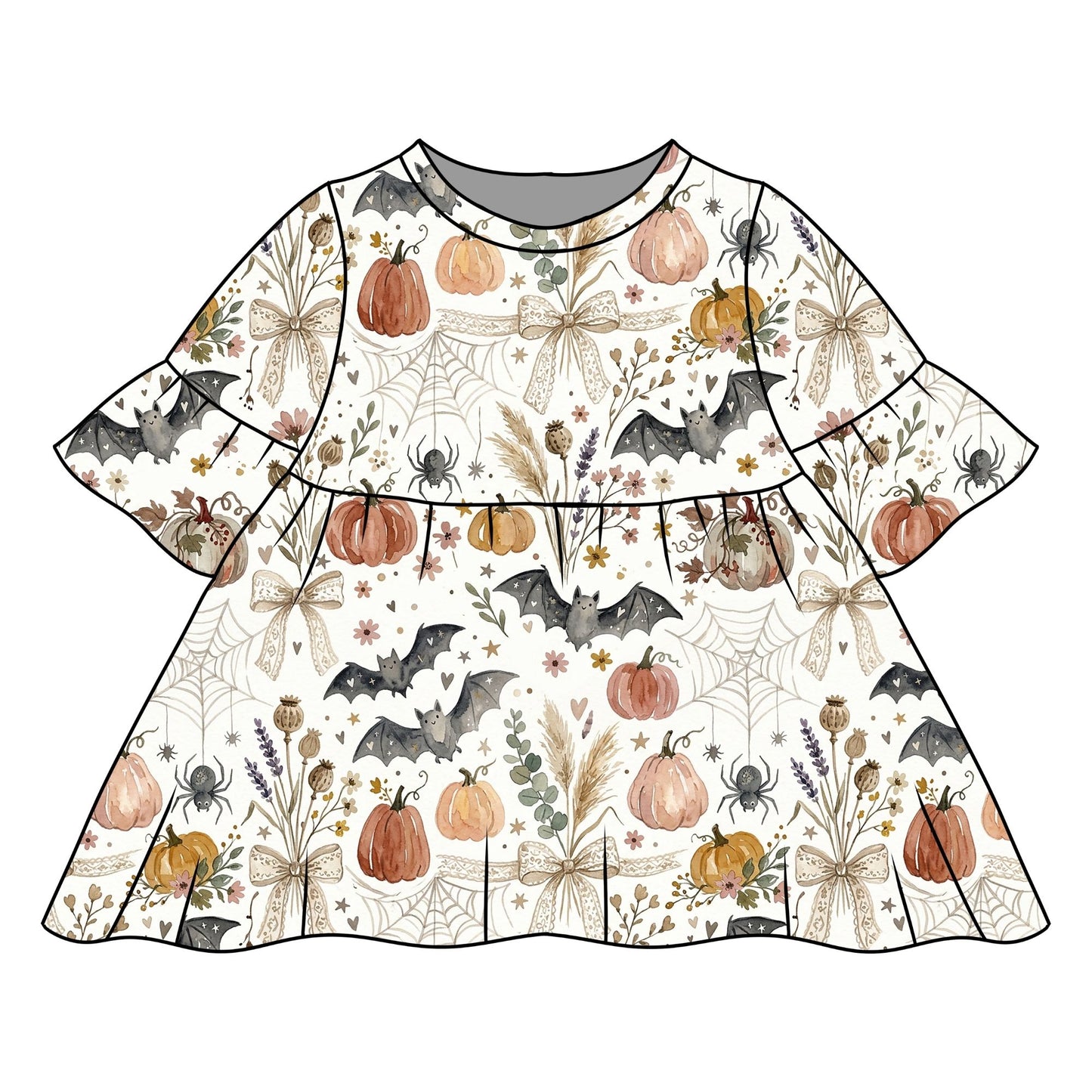 Boho Halloween Child & Baby Sleeved Dress - 3 options