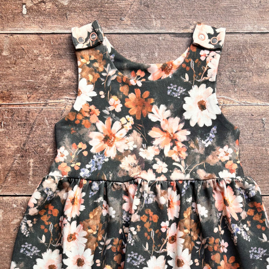 Fall Floral Child & Baby Pinafore Dress